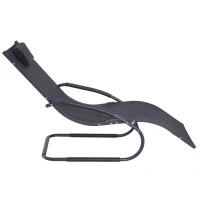 Outsunny Zero-Gravity Rocking Chair Garden Patio Lounger Seat Outdoor Indoor Texteline Recliner Backyard Aluminum Frame Rocker Black(m-6)