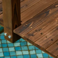 Outsunny 7.5' Fir Wood Garden Bridge Arc Walkway with Side Railings, Perfect for Backyards, Gardens, & Streams, Stained(m-12)