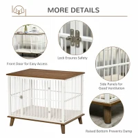 PawHut Dog Crate, Furniture Style Pet Cage Kennel, End Table, Decorative Dog House, with Soft Cushion, Wooden Top, Door, for Small & Medium Dogs, Indoor Use, Brown(m-6)