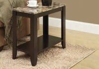 Monarch 22" Transitional Style Rectangular Marble-Look Top Wood Grain-Look Legs 2-Tier Side Accent End Table - Cappuccino Brown Finish(m-2)
