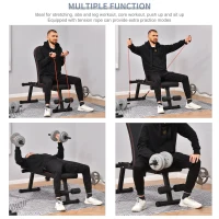 Soozier Foldable Multifunctional Sit Up Dumbbell Bench Adjustable Exercise with Resistant Rope for Home, Office and Gym, Black(m-4)