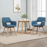 HOMCOM Dining Chairs Set of 2 Home Modern Accent Armchair for Bedroom Living Room with Fabric Surface and Solid Wood Legs, Blue(m-2)