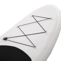 Soozier 10' x 32" x 6" Inflatable Stand Up Paddle Board with ISUP Accessories, Carry Bag, Non-Slip Deck, Adj Paddle, Pump, Leash for Adults Kids, Black and White(m-8)