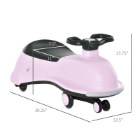 Qaba Kids Wiggle Car Ride on Toy with LED Flashing Wheels, Swing Car for Toddlers, No Batteries, Gears or Pedals - Twist, Turn, Wiggle Movement to Steer, Dolphin Shaped Pink(m-3)