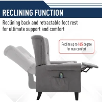 HOMCOM Linen Fabric Manual Recliner with Vibrating Massage and Wired Remote Control, Light Grey(m-5)