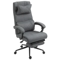 Vinsetto Ergonomic Executive Office Chair High Back Computer Desk Chair Linen Fabric 360° Swivel Adjustable Height Recliner with Headrest, Lumbar Support, Padded Armrest and Retractable Footrest, Gray(m-10)