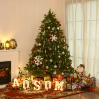 HOMCOM 7' Tall Unlit Spruce Artificial Christmas Tree with Realistic Branches, and 3368 Tips, Green(m-8)