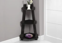 Monarch 34" 3-Tiered Bathroom Corner Etagere Open Storage Shelf - Cappucino(m-2)