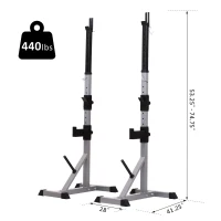 Soozier 2-Piece Pair Steel Height Adjustable Barbell Squat Rack and Bench Press 23" x 29.75" x 69.25"(m-3)