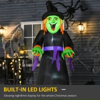 HOMCOM 8.3ft Halloween Inflatable Witch, LED Lighted for Home Indoor Outdoor Garden Lawn Decoration Party Prop, Black(m-4)