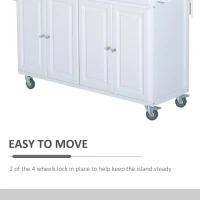 HOMCOM Rolling Kitchen Island on Wheels Ultility Cart with Drop-Leaf and Rubber Wood Countertop, Storage Drawer, Door Cabinet, White(m-6)