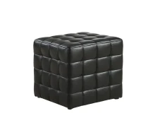 Monarch Leather-Look Cube Ottoman - Black(m-1)