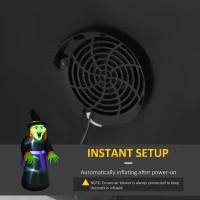 HOMCOM 8.3ft Halloween Inflatable Witch, LED Lighted for Home Indoor Outdoor Garden Lawn Decoration Party Prop, Black(m-6)
