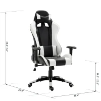 HOMCOM Executive Racecar Style Office Chair Gaming Recliner Swivel Adjustable PU Padded Home Office White(m-3)