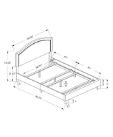Monarch Queen Size Contemporary Upholstered Bed Frame with Brass Nail Head Trim and Wood Legs - Brown Leather Look(m-4)