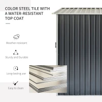 Outsunny 4' x 8' Steel Garden Storage Shed Lean to Shed Outdoor Metal Tool House with Lockable Door and 2 Air Vents for Backyard, Patio, Lawn(m-4)