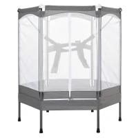 Qaba Kids Trampoline Mini Bouncer Jumper w/ Enclosure Net Elastic Safety Harness(m-2)