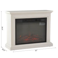 HOMCOM 31" W x 24.5" H Electric Fireplace Mantel TV Stand, Media Console Center Cabinet with Remote Control, White(m-3)