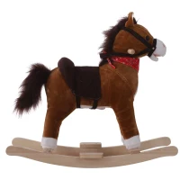 Open Box Qaba Kids Plush Toy Rocking Horse Ride on with Realistic Sounds and Tail with Red Scarf(m-5)
