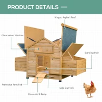 PawHut Wood Chicken Coop Poultry Hen House w/ nesting box Backyard(m-5)