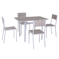 HomCom 5 Piece Drop Leaf Counter Height Dining Table and Chairs Set - Light Grey / White(m-1)