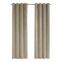 Monarch 52" x 95" Room Darkening Curtain Panels (Set of 2), Textured Finish - Beige(m-1)