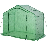 Outsunny 71'' x 39'' x 66'' Walk In Greenhouse Portable Hot House for Plants with Zippered Door and Top Window for Outdoor, Garden, Patio, PE Cover, Green(m-6)
