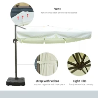 Outsunny 10’x10’ Square Offset Tilt Patio Umbrella Garden Parasol Outdoor Sun Shade Canopy with Stand, Cream White(m-7)