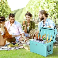 Outsunny 50 Quart Heavy Duty Ice Cooler Outdoor Insulated Cooling Box Easy Portable Cooling Bin Green(m-1)