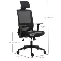 Vinsetto High Back Office Chair Swivel Task Chair with Lumbar Back Support, Breathable Mesh, and Adjustable Height, Headrest, Black(m-3)