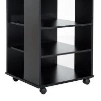 Open Box HomCom 33” Wooden Rolling 5 Shelf Media Center Display Storage Cart - Black(m-8)