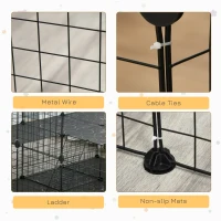 PawHut Pet Playpen with Door, Metal Mesh Cage with Mallet, Black(m-8)