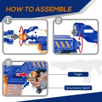 Qaba Automatic Soft Bullet Toy Foam Blaster for Foam Darts with 20 EVA Refill Darts and Target Board Game for Boys & Girls 8-12 years old(m-5)