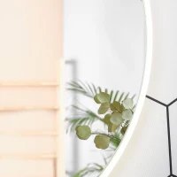 kleankin 24"x24" Round LED Bathroom Mirror with Defogging Function, Touch Switch, and 3 Color White Temperatures(m-9)