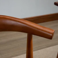 HOMCOM 2 Piece Mid-Century Dining Room Chair Set, Black Upholstered Faux Leather Seat - Walnut(m-6)