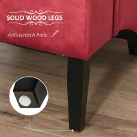 HOMCOM Retro High Back Upholstered Accent Chair Armless Velvet Living Room Chair with Curved Backrest and Birch Legs, Red(m-6)