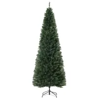 HOMCOM 7.5ft Tall Pre-Lit Slim Douglas Fir Artificial Christmas Tree with Realistic Branches, 350 Warm White LED Lights and 1075 Tips(m-1)
