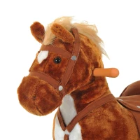 Qaba Kids Walking Pony Ride on Horse Rocking Toy Wheels & Footrest Neigh Sound, Brown(m-8)