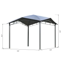 Outsunny 9.8' x 9.8' Outdoor Patio Gazebo Pavilion Canopy Tent Steel- Grey(m-3)