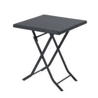 Outsunny 3pcs Rattan Coffee Set Folding Garden Bistro Wicker Chair and Table Outdoor Patio Furniture, Black(m-5)