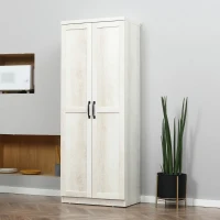 HOMCOM 63" 2-Door Kitchen Pantry, Freestanding Storage Cabinet with 2 Adjustable Shelves for Kitchen or Living Room, White(m-2)