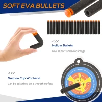 Qaba Automatic Soft Bullet Toy Foam Blaster for Foam Darts with 20 EVA Refill Darts and Target Board Game for Boys & Girls 8-12 years old(m-7)