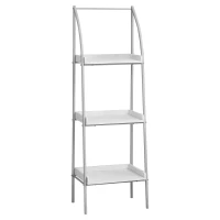 Monarch 48" Contemporary Open Concept 3 Shelf Bookshelf - White / Silver Metal(m-1)