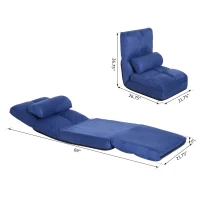 HOMCOM 5-Position Floor Lazy Sofa Chair Adjustable Folding Couch Video Gaming Bed Blue(m-3)