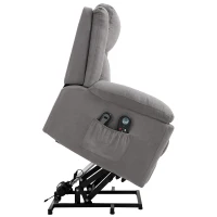 HOMCOM Electric Power Lift Recliner Massage Sofa Linen Surface w/ 8 Vibration Points 2 Remote, Living Room Office Furniture - Grey(m-11)