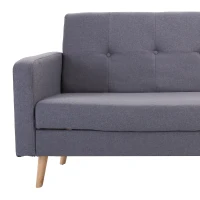 HOMCOM 2 In 1 Sofa Bed Compact 3 Seater Couch Convertible Dorm Lounge Sleeper Padded Linen Upholstery Grey(m-7)