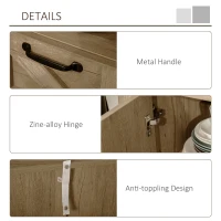 HOMCOM Sideboard, Farmhouse Buffet Cabinet with Storage Open Shelf, 2 Drawers and Open Countertop, Oak Finish(m-8)