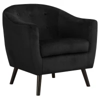Monarch Tufted Mosaic Velvet Accent Barrel Tub Chair - Black(m-1)
