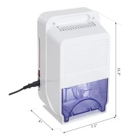 HOMCOM 43oz Capacity Electric Mini Dehumidifier Air Drying Moisture for 215 sq ft Portable Quiet Home Office Basement Bathroom Absorber(m-3)