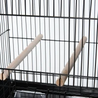 PawHut 17.75"x9"x10.5" Flight Bird Cage 4 Doors 6 Food Boxes 4 Perch Pole Metal PP Pine(m-9)